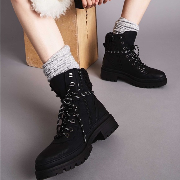 Steve Madden Keystone Faux Fur Leather Combat Boot - Picture 16 of 16